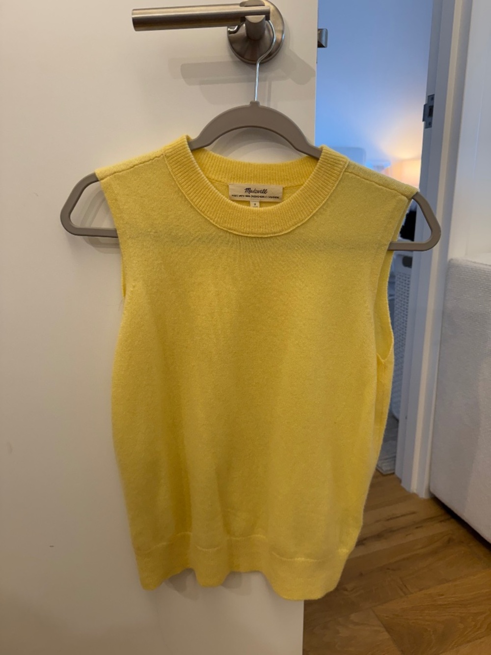 Madewell Yellow Cashmere Sleeveless Mock Neck Top
